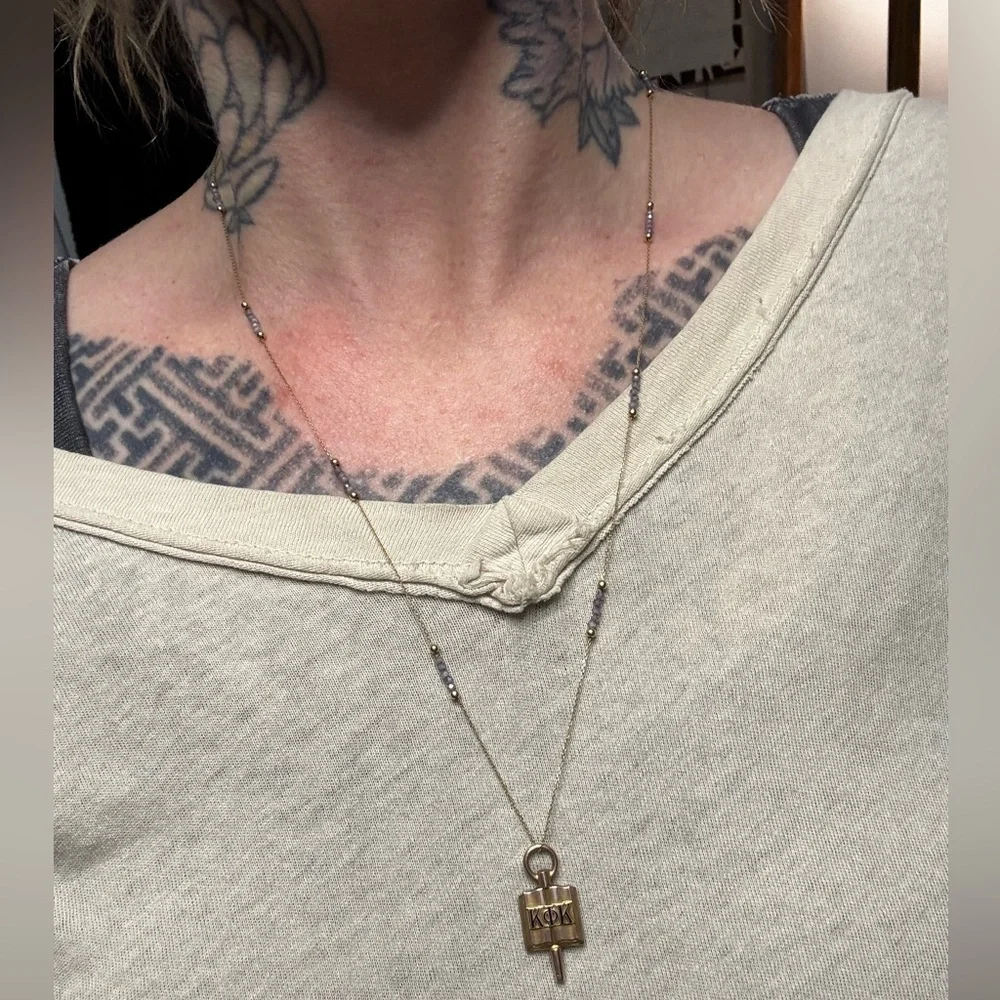 10k yellow gold amethyst bead station necklace - Picture 2 of 8